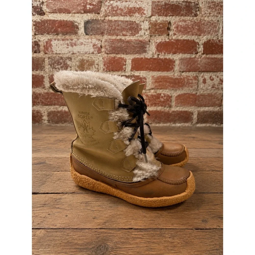 Vintage 70s Sorel Kaufman Leather Winter Snow Boots Women 5 Apres Cabin Gorpcore